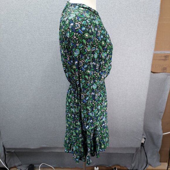 Floral Patterned Green & Blue Womens Dress With Keyhole Back - Picture 4 of 10